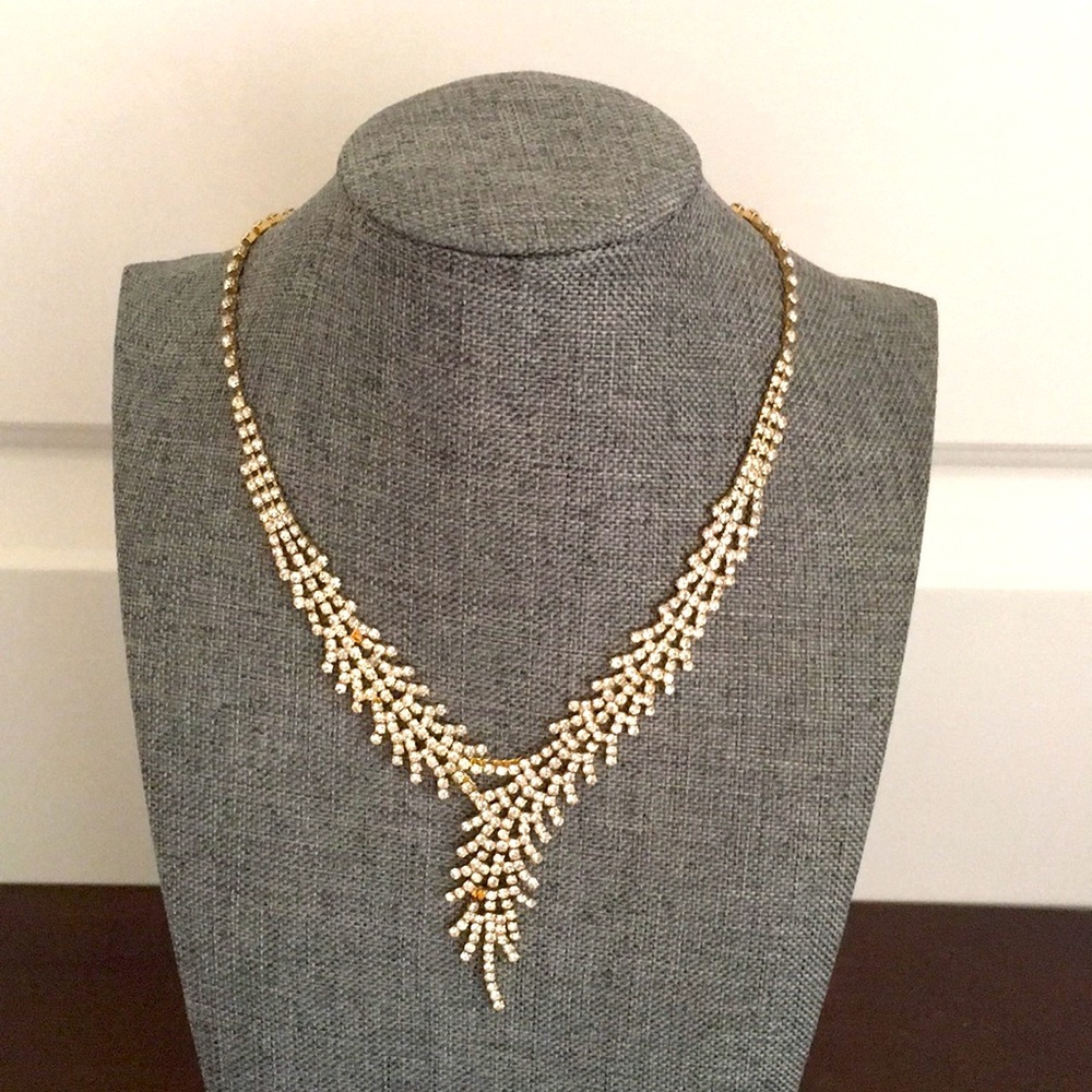 Necklace Golden Chain White Stones